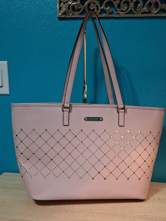 Michael Kors Handbags - Michael Kors Carryall Safianno Blossum Pink Laser-Cut with Gold Accents Lg Tote